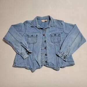 Vintage Crossroads Denim Button Up Jacket Western Style Long Sleeve Women’s L